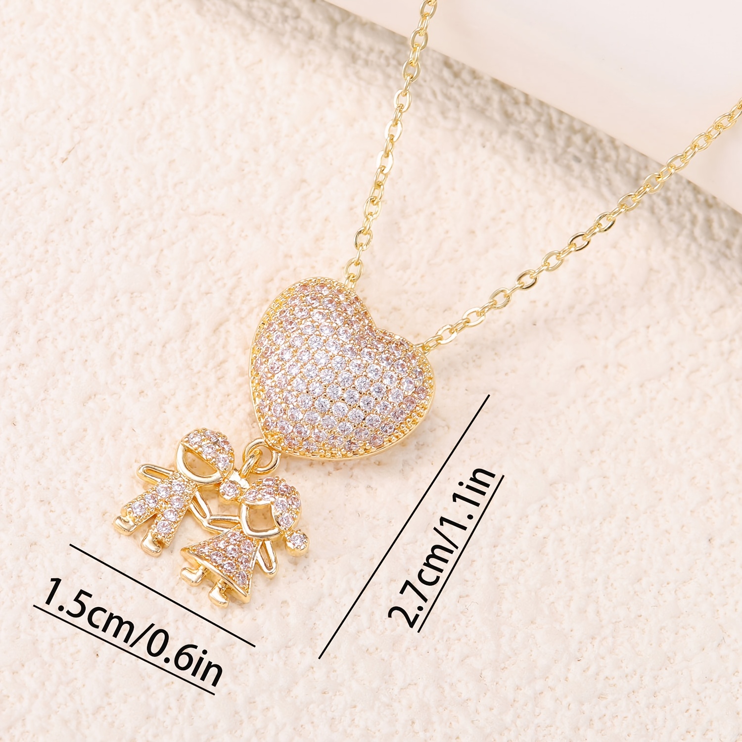 Women's Full-Heart Holding Hands Figurine Necklace